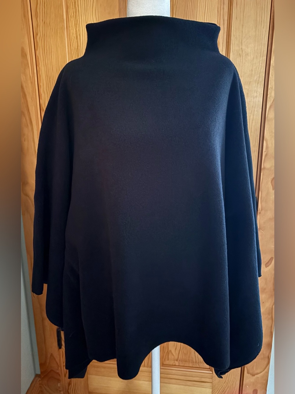 Vintage DKNY Jeans Black Fleece Mock Neck Poncho Cape / Pullover Wrap Size S